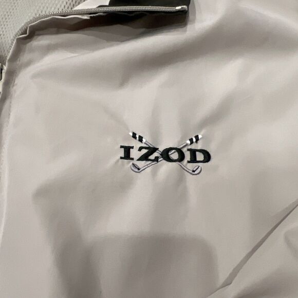 Vintage Izod Windbreaker Large Nylon Zip Up Jacket Golf Biege/pine 80s callaway - Picture 4 of 8
